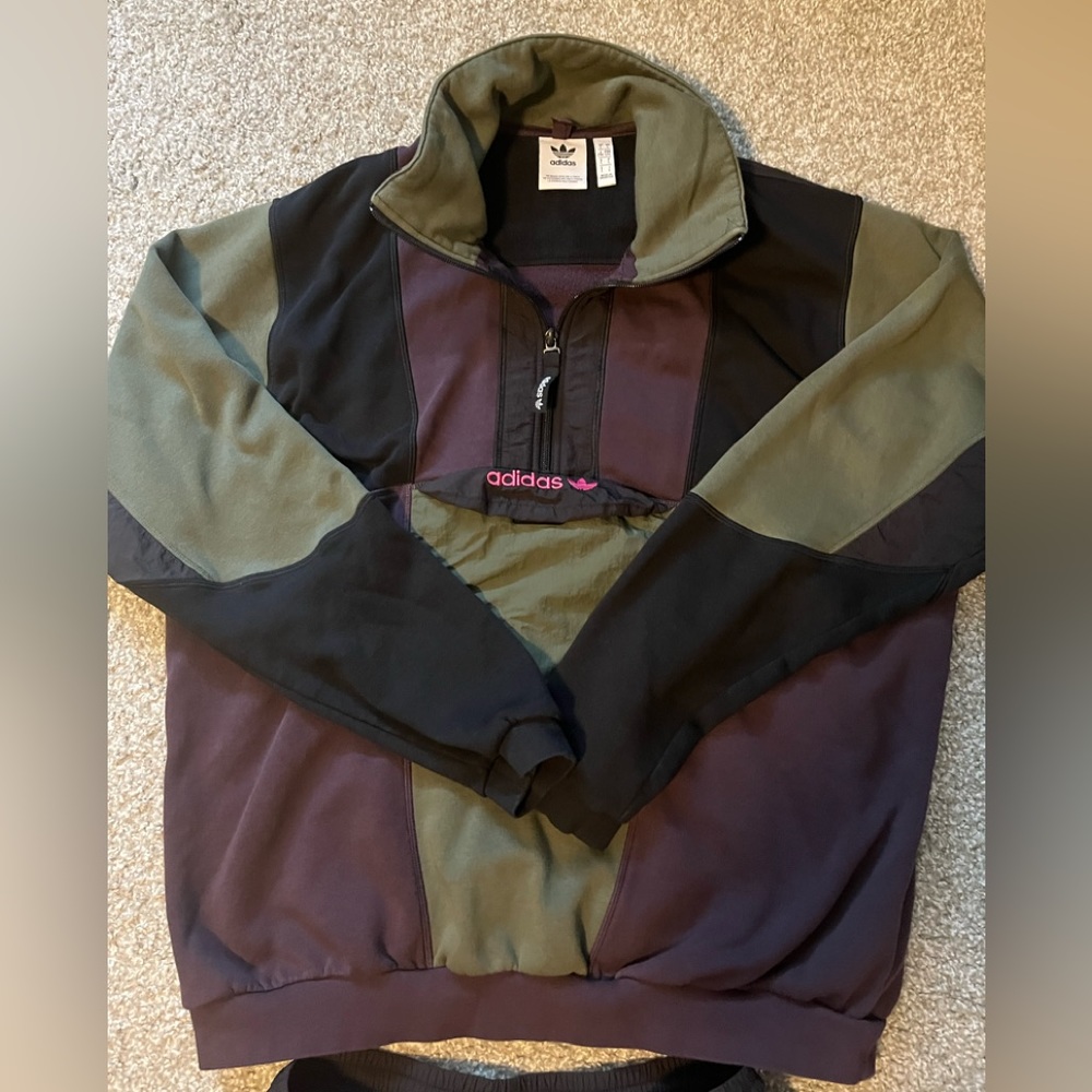 Adidas men track suit set in multi color, purple, green, black and pink